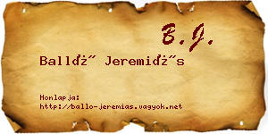 Balló Jeremiás névjegykártya
